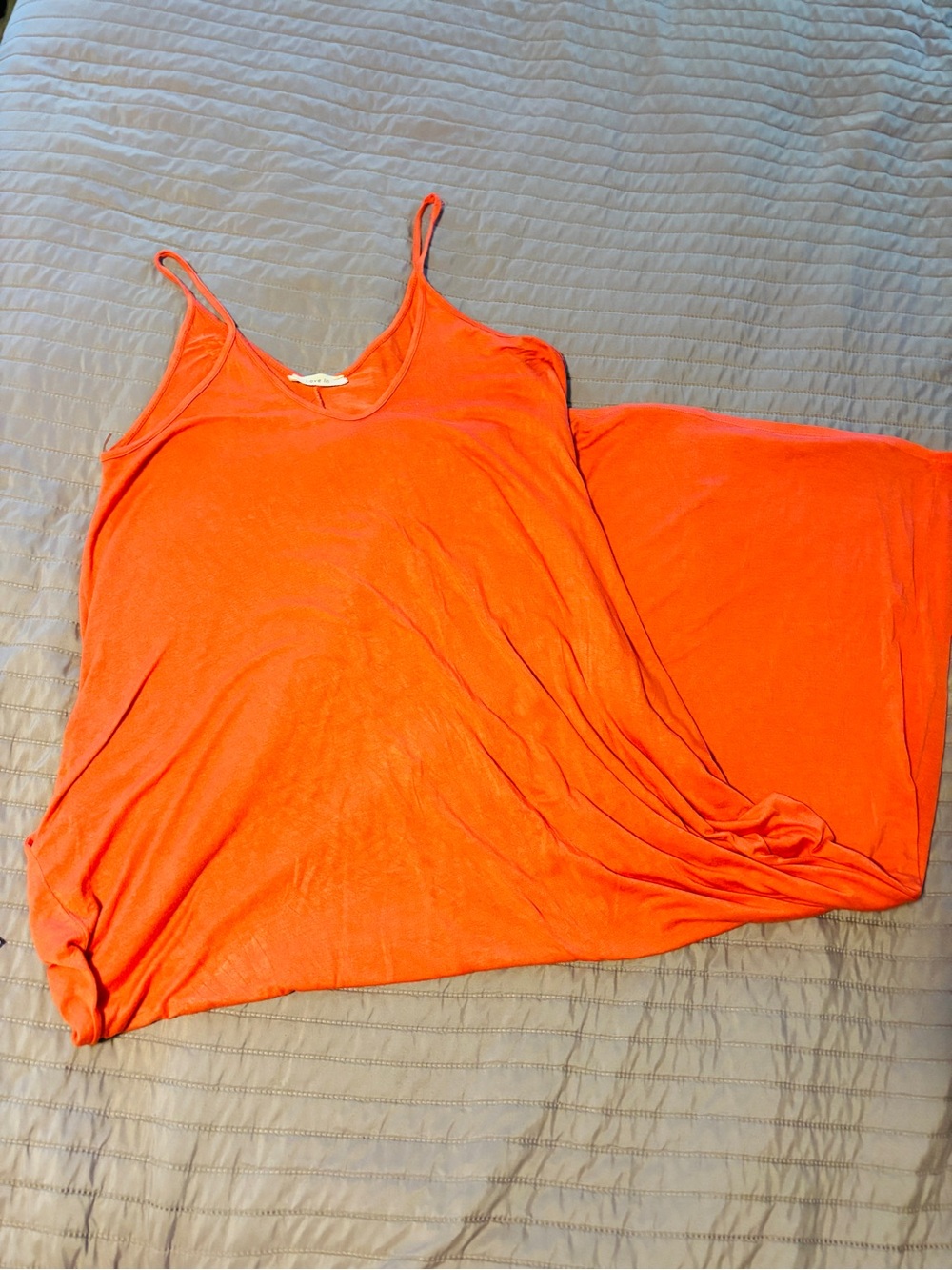 Love In Bright Orange Spaghetti Strap Maxi Dress with Pockets